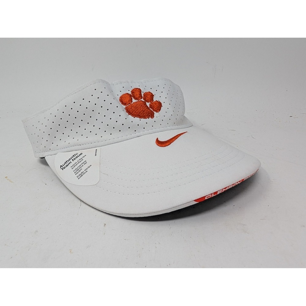 Clemson Tigers Hat Cap Strap Back Mens One Size White NCAA Football Visor Nike
